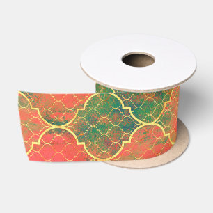 Ruban En Satin Motif Quatrefoil couleur aquarelle