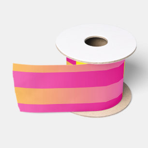 Ruban En Satin Motif rayé rose jaune orange