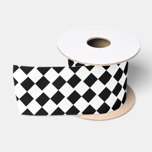 Ruban En Satin Motif Rhombus noir et blanc