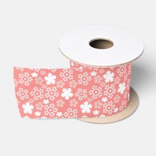 Ruban En Satin Motif rose & blanc Star & Snowflakes
