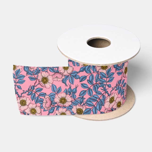 Ruban En Satin Motif rose de chien (Bobine)