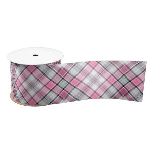 Ruban En Satin Motif rose de plaid chic