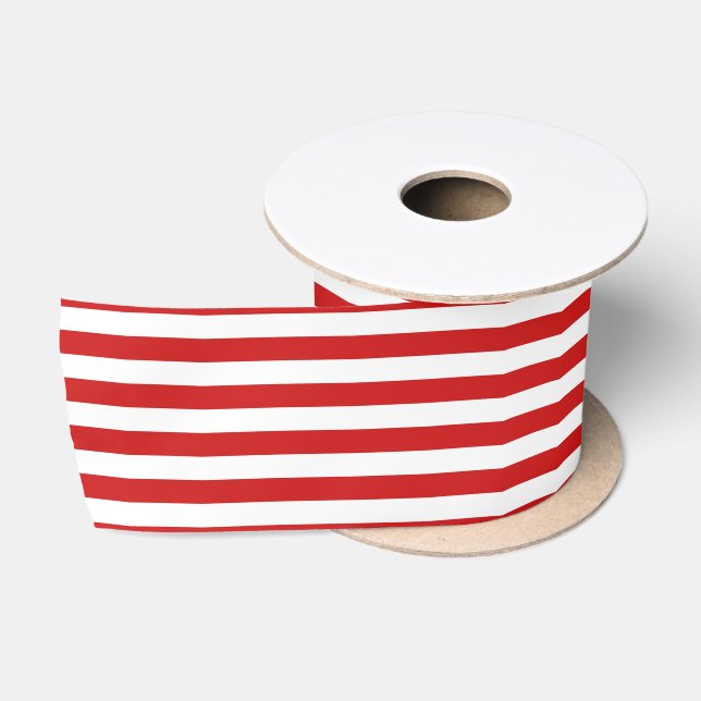 Ruban En Satin Motif rouge et blanc de rayure (Bobine)