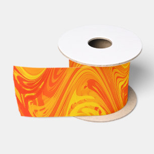 Ruban En Satin Motif rouge orange marbling