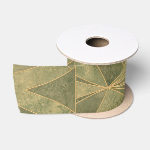 Ruban En Satin Motif Sage Green et Gold Art Déco