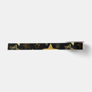 Ruban En Satin Motif sans couture avec étoiles d'or