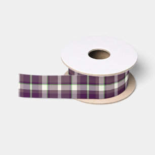 Ruban En Satin Motif Tartan Eggplant et Green ID210