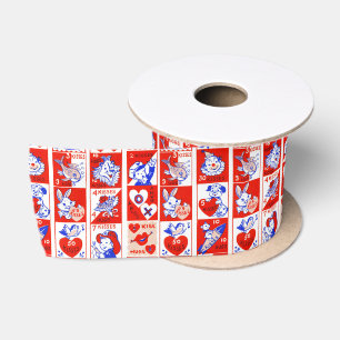 Ruban En Satin Motif timbre de la Saint-Valentin vintage des anné