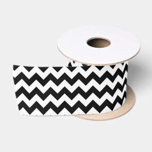 Ruban En Satin Motif traditionnel Chevron noir et blanc