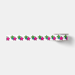 Ruban En Satin Motif Trio d'étoiles néon colorées