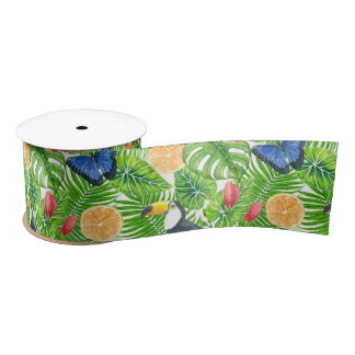 Ruban En Satin Motif tropical