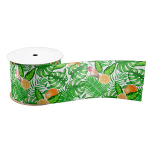 Ruban En Satin Motif tropical, colibris II