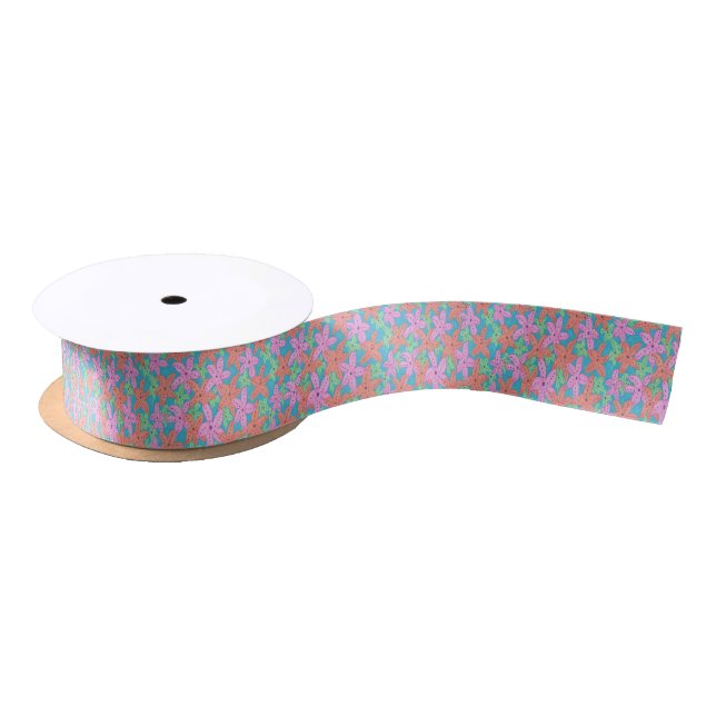 Ruban En Satin Motif Tropical Starfish (Bobine)