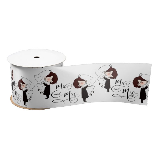 Ruban En Satin Mr & Mrs Bride et Groom Happiness (Bobine)