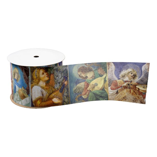 RUBAN EN SATIN MUSIQUE FABRIQUANT LES ANGELS DE NOËL (Bobine)