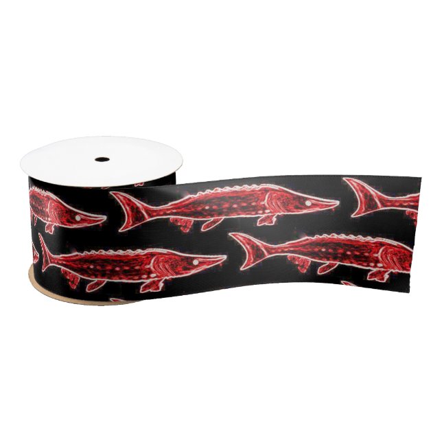 Ruban En Satin nage d'esturgeon rouge (Bobine)