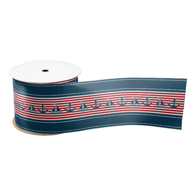 Ruban En Satin Nautical design (Bobine)