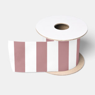 Ruban En Satin Nautique Dusty rose et blanc rayé