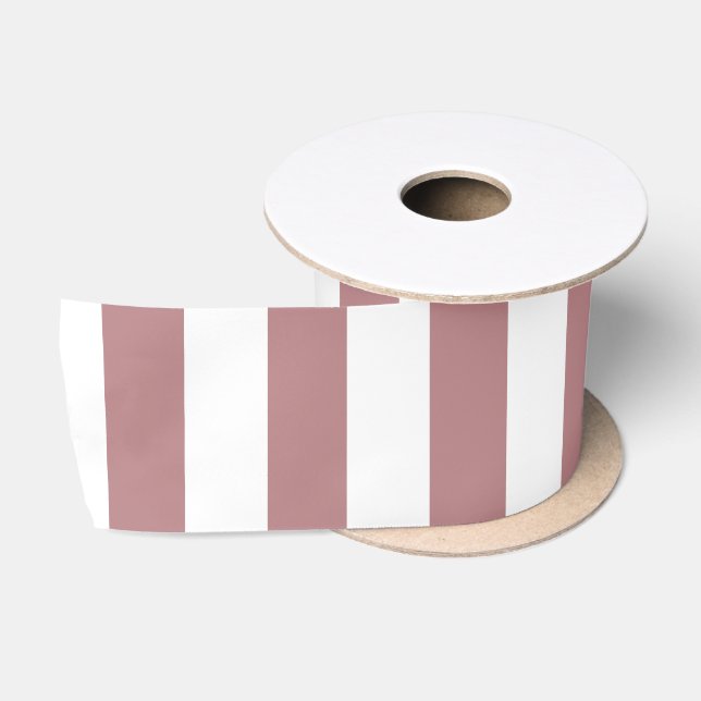 Ruban En Satin Nautique Dusty rose et blanc rayé (Bobine)