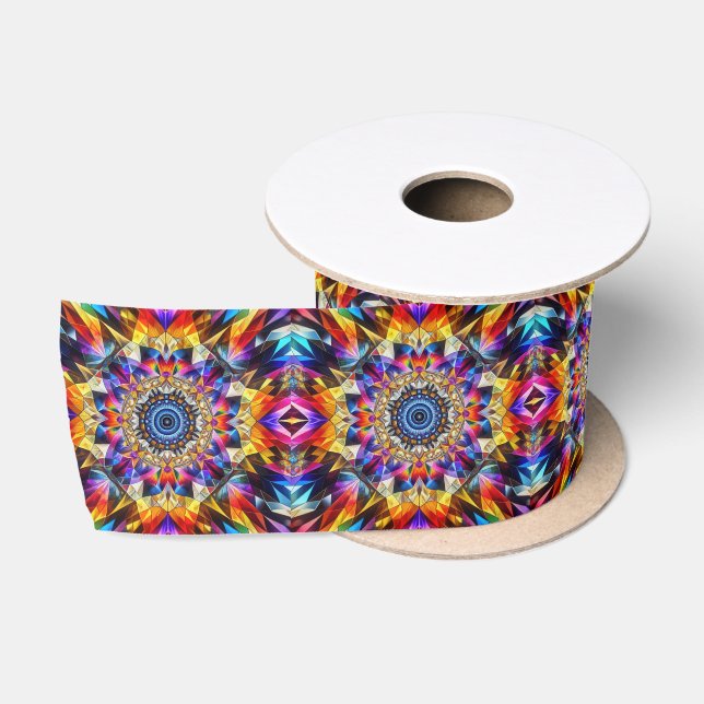 Ruban En Satin Neon Kaleidoscrope Abstraite (Bobine)