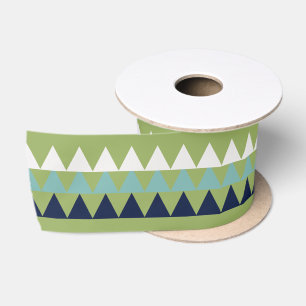 Ruban En Satin Neptune, Coquillage, Triangles verts et navy