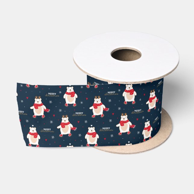 Ruban En Satin Noël à l'ours polaire (Bobine)