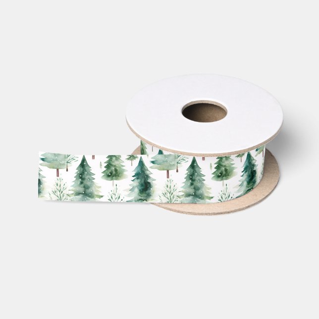 Ruban En Satin Noël Arbres Motifs vacances (Bobine)