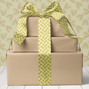 Ruban En Satin Noël au houx vert et aux baies