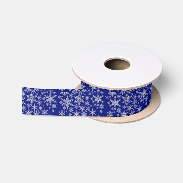 Ruban En Satin Noël aux flocons bleus (Bobine)