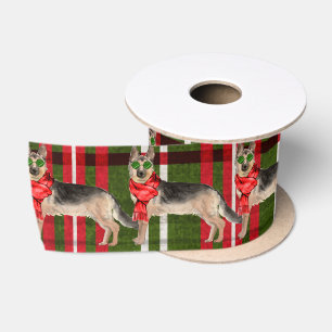 Ruban En Satin Noël berger allemand rouge et vert