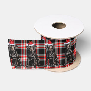 Ruban En Satin Noël Black Labrador chien Red Plaid