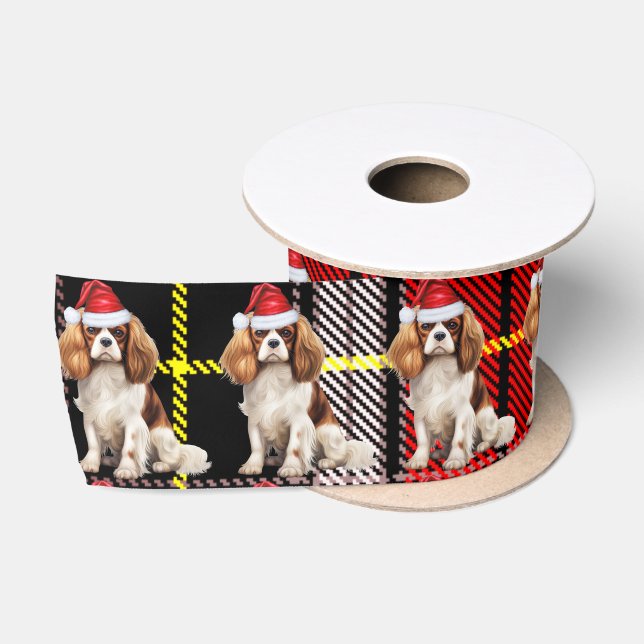 Ruban En Satin Noël Cavalier Espagnol Rouge et vert Plaid (Bobine)