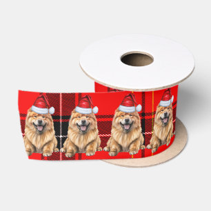 Ruban En Satin Noël Chow Chow Chien de vacances Red Plaid