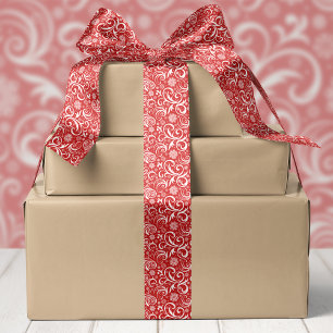 Ruban En Satin Noël des flocons rouges et des torrents