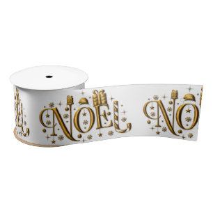 Ruban En Satin Noel d'or pour Noël blanc