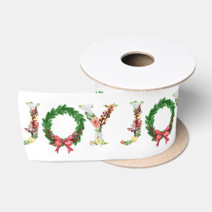 Ruban En Satin Noël élégant script de joie couronne rustique