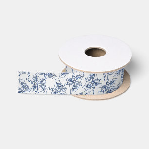 Ruban En Satin Noël en bleu & argent