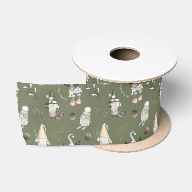 Ruban En Satin Noël Gnomes Woodland (Bobine)