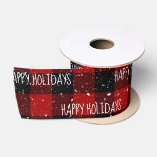 Ruban En Satin Noël JEUX VACANCES Texte Sur Buffalo Plaid