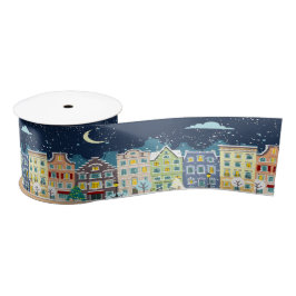 Ruban En Satin Noël maison neige nuit fériée