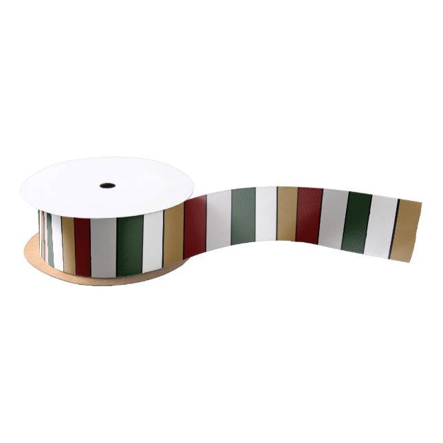 Ruban En Satin Noël Or Vert Rouge Argent Et Blancs (Bobine)