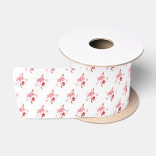 Ruban En Satin Noël Pink Flamingo Patte