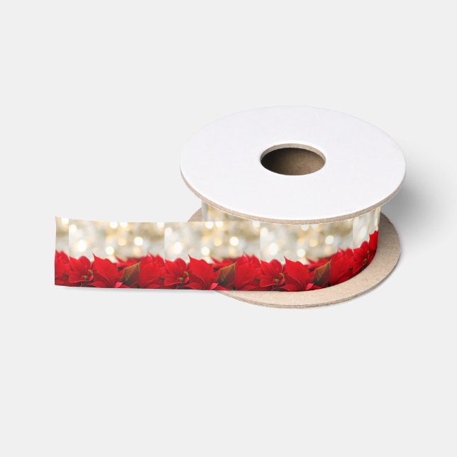 Ruban En Satin Noël Poinsettia (Bobine)