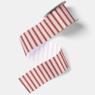 Ruban En Satin Noël Rayures Rose Rouge