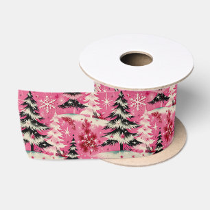 Ruban En Satin Noël Rétro Vintage : Noël Rose des Années 50