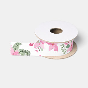 Ruban En Satin Noël rose Poinsettia