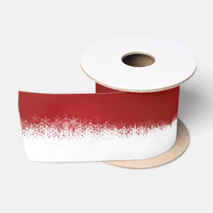 Ruban En Satin Noël Rouge Blanc Snowflakes Motif