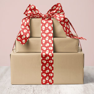 Ruban En Satin Noël Rouge Vintage rétro Père Noël