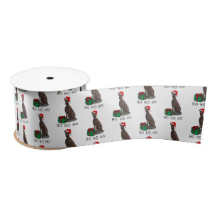 Ruban En Satin Noël Santa Hat Greyhound Chien (brindle) mignonne
