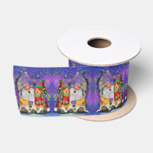 Ruban En Satin Noël Satin Ruban Couple Gnomes Chanter